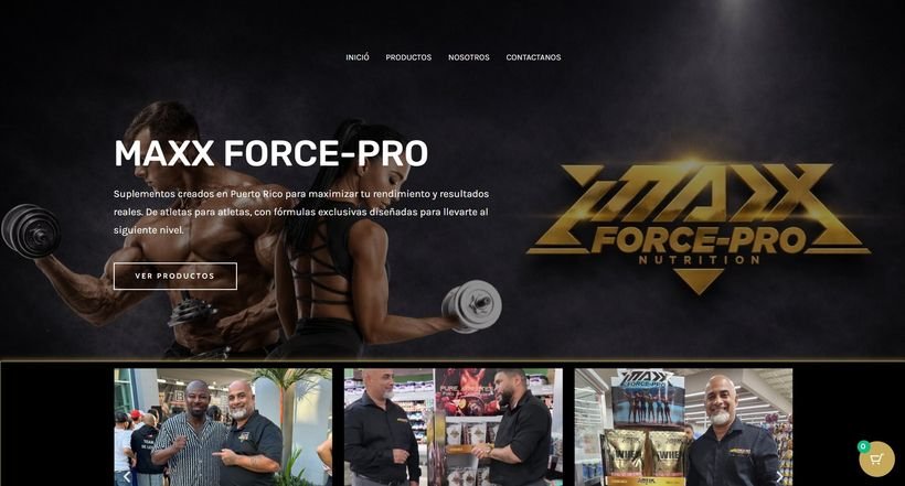 Página web de Maxx Force-Pro — E-Commerce · Suplementos Deportivos, Puerto Rico